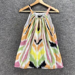 Style&Co Top Women 4 Yellow Sleeveless Crew Neck Multicolor Blouse